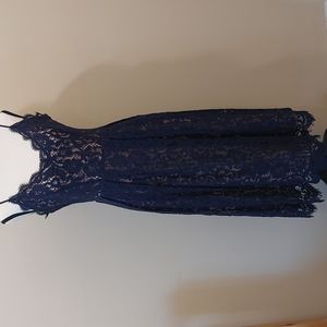 H&M Navy Lace Midi Strappy Dress EUC - size 8